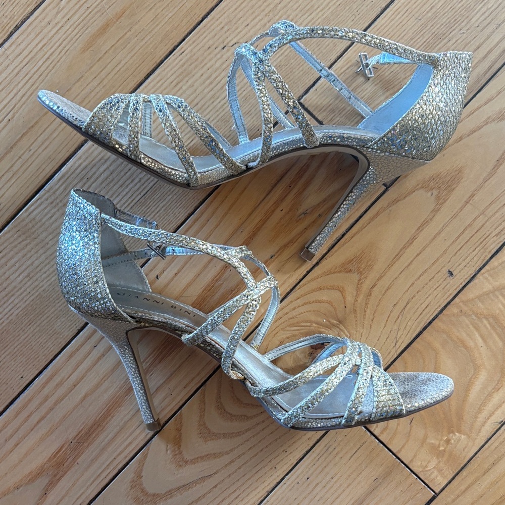Gianni Bini Shimmering Gold Strappy Heels